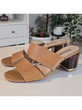 Louise et Cie Tan Block Heel Mules